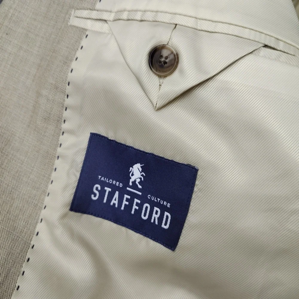 Stafford Travel Suit Separates Tan Blazer Classic Fit 46 Reg Wool Blend NWT